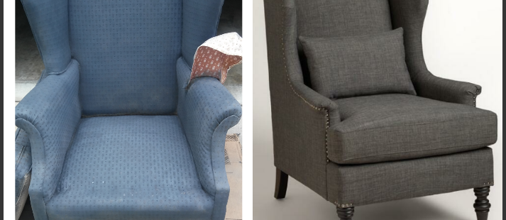 grey wingback reupholster - Fabric Spray Paint